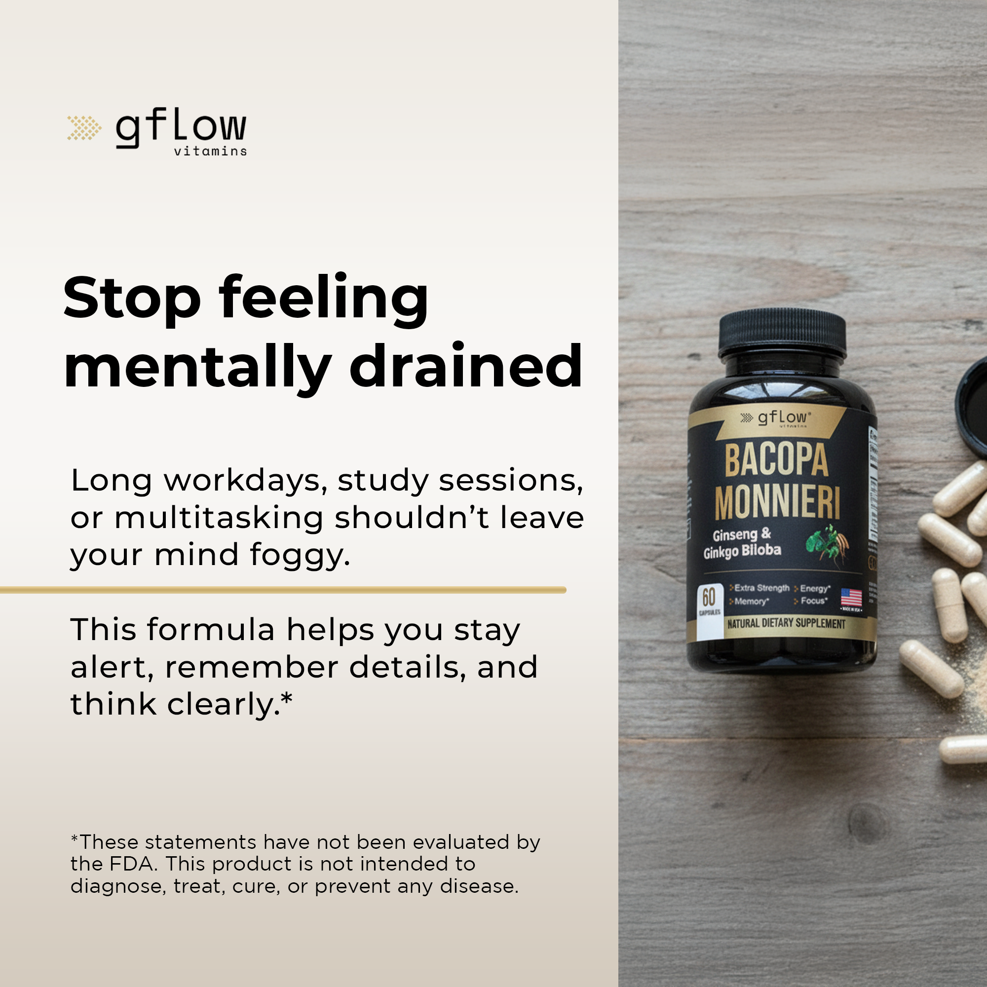 Bacopa Monnieri with Ginseng and Ginkgo Biloba